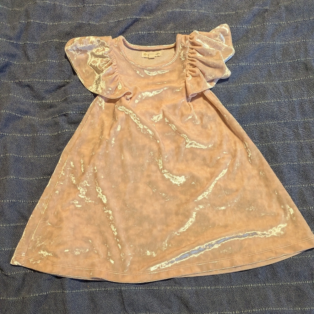 Tucker + Tate Shimmering Pink Velvet Dress, 3y